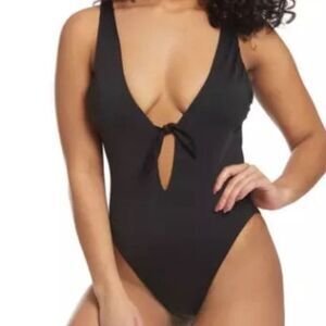 The Bikini Lab Tie-Front Low Cut One-Piece Swimsuit – Size M